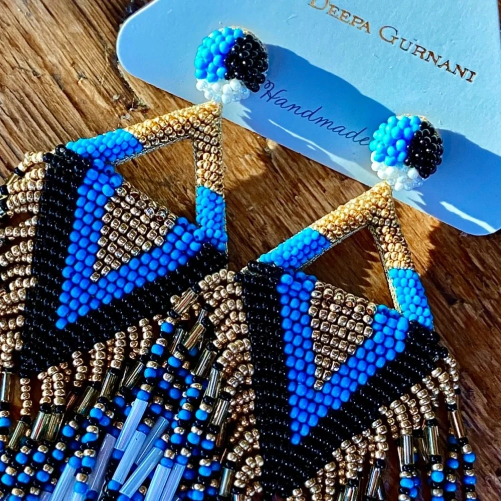 πΊπHPππΊ NWT Deepa Gurnani Luxe Beaded Diamond Chandeliers - Picture 11 of 16